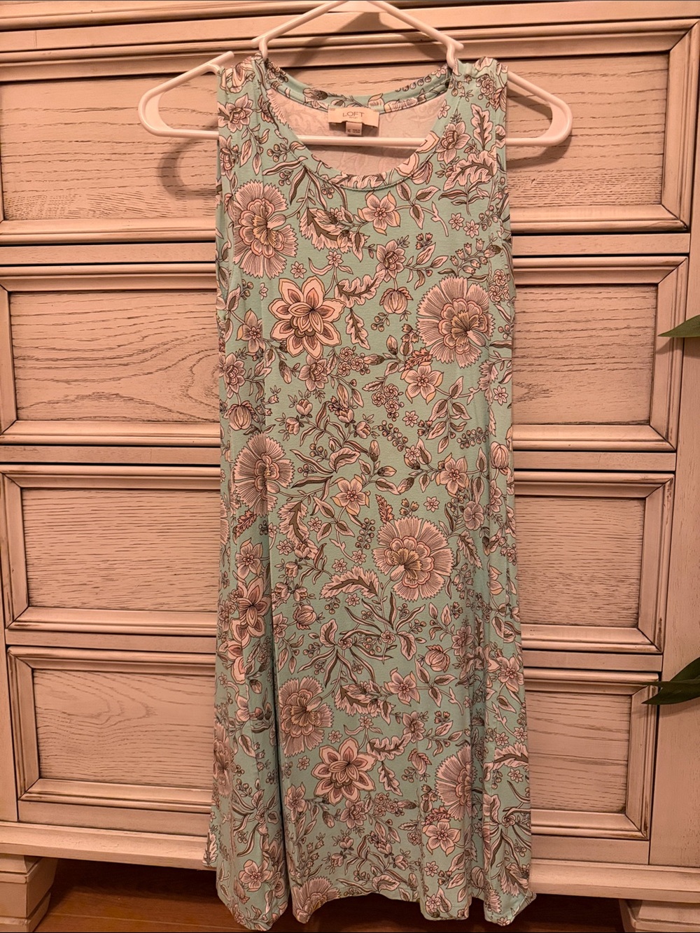 LOFT Mint Floral Sleeveless Shift Dress